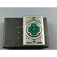 Los mejores  - Zippo Encendedor- Cromado- Satin Finish (Celtic Green Cross)- 5.8 x 3.8 x 1.8 cm